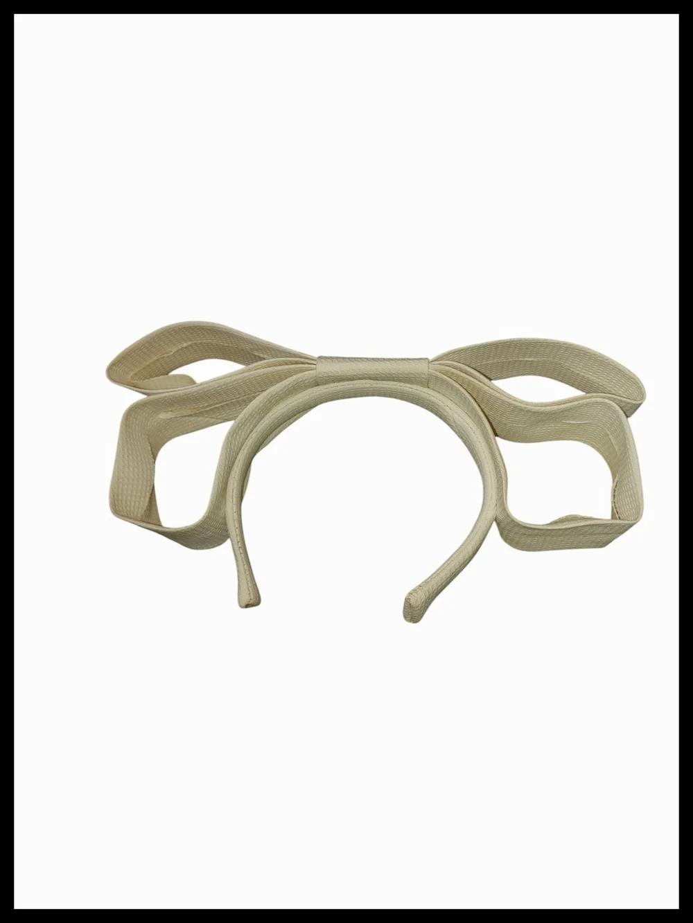 Vintage Cream Hair Bow Headband - Wide Fabric